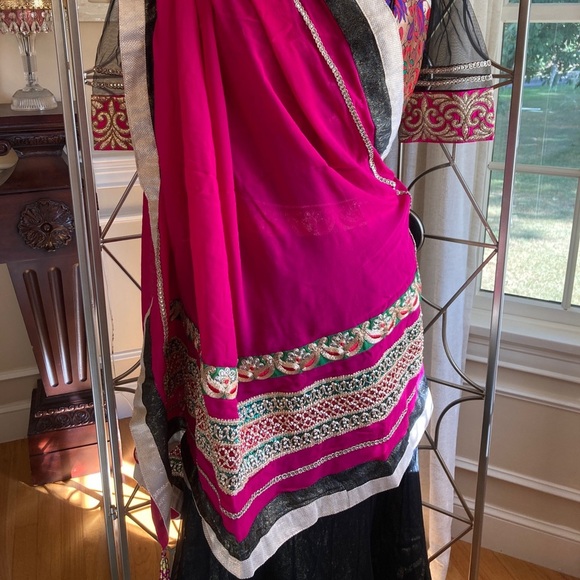 Indian Designer Black and Pink Chaniya Choli Navratri Garba Dress - Picture 8 of 15